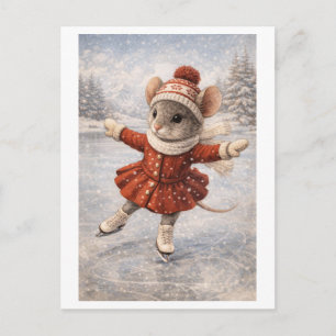 Karriere-Maus als Eisläufer Postkarte