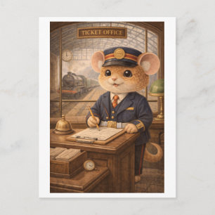 Karriere Maus als Fahrkartenschalter Postkarte