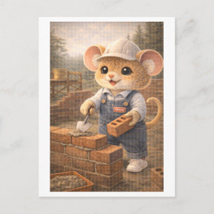 Karriere Maus als Maurer Postkarte