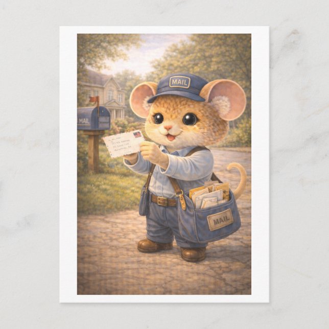 Karriere-Maus als Postbote Postkarte (Vorderseite)