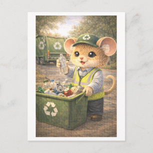Karriere-Maus als Recycling-Sammler Postkarte