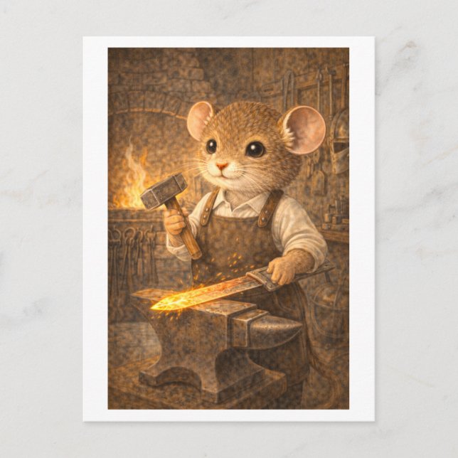 Karriere-Maus als Schmied Postkarte (Vorderseite)