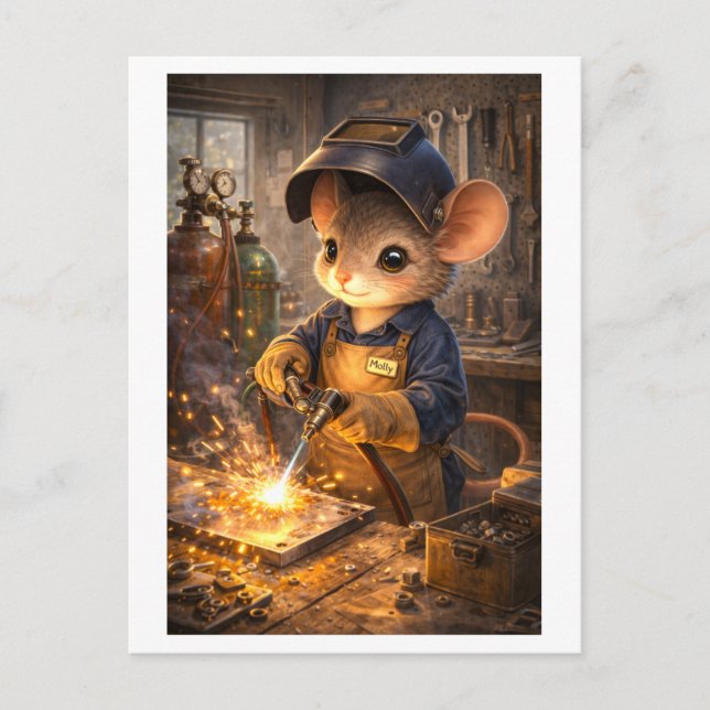 Karriere Maus als Schweißer Postkarte (Vorderseite)