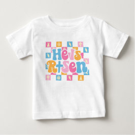 Karrierte Christliche Ostern Er ist Risen Baby T-shirt