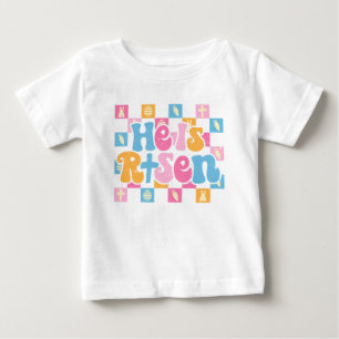 Karrierte Christliche Ostern Er ist Risen Baby T-shirt