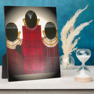 Karriertes Portrait der Masai-Familie Fotoplatte