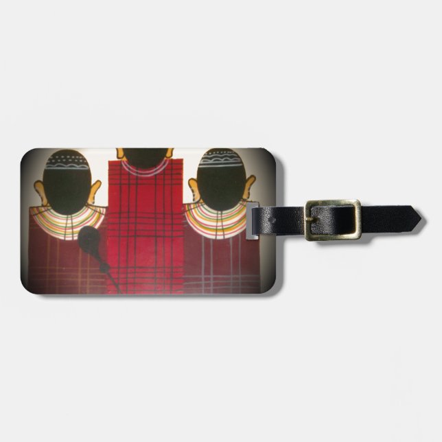 Karriertes Portrait der Masai-Familie Gepäckanhänger (Vorderseite horizontal)