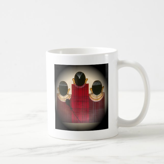 Karriertes Portrait der Masai-Familie Kaffeetasse (Rechts)
