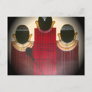 Karriertes Portrait der Masai-Familie Postkarte