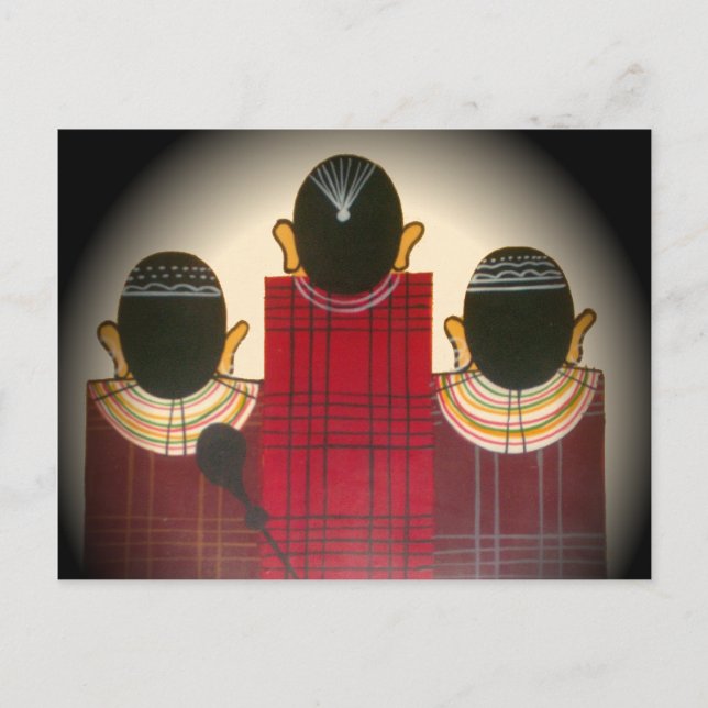 Karriertes Portrait der Masai-Familie Postkarte (Vorderseite)