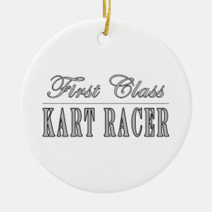 Kart, das Kart Rennläufer läuft: Erste Klasse Ka Keramik Ornament