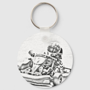 Kart laufende B/W Schattierung Schlüsselanhänger