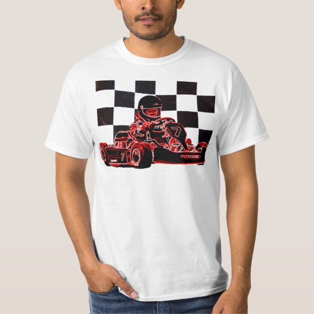 Kart laufendes Rot/Zielflagge T-Shirt (Vorderseite)