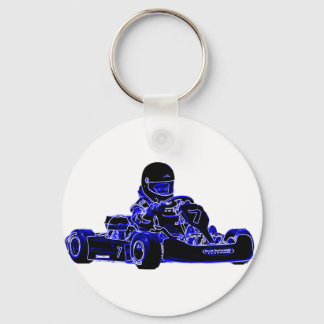 Kart Racing Blue und White Schlüsselanhänger
