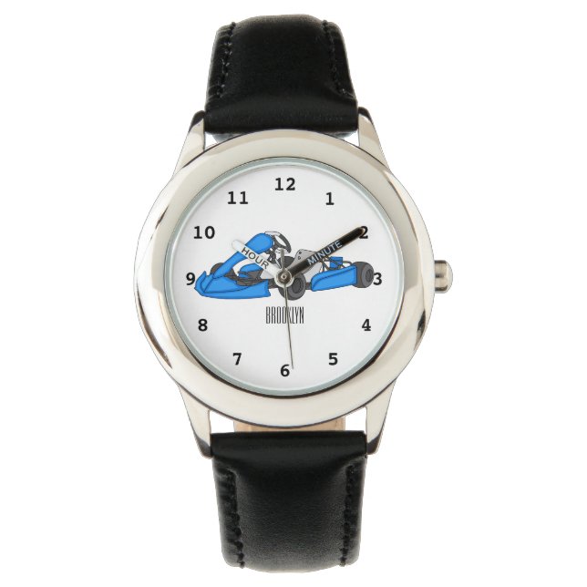 Kart racing Cartoon Illustration Armbanduhr (Vorderseite)