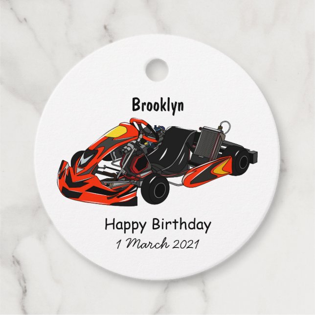 Kart racing Cartoon Illustration Geschenkanhänger (Vorderseite)