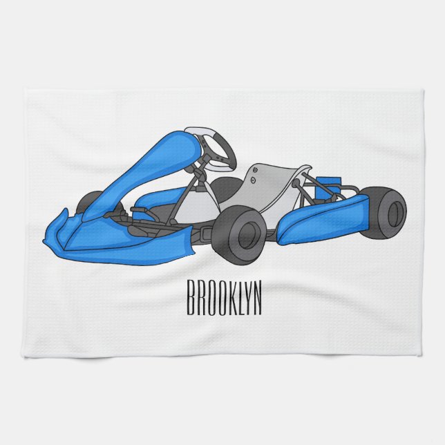 Kart racing Cartoon Illustration Geschirrtuch (Horizontal)