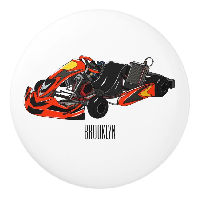 Kart racing Cartoon Illustration Keramikknauf (Vorderseite)