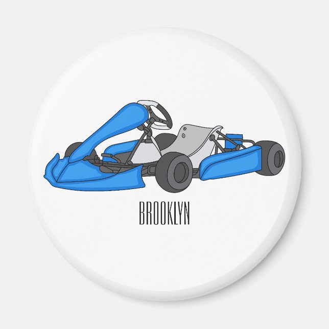 Kart racing Cartoon Illustration Magnet (Vorne)