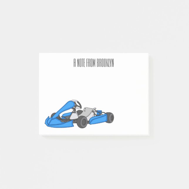 Kart racing Cartoon Illustration Post-it Klebezettel (Vorderseite)
