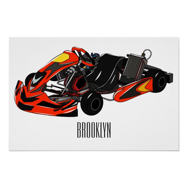 Kart racing Cartoon Illustration Poster (Vorderseite)
