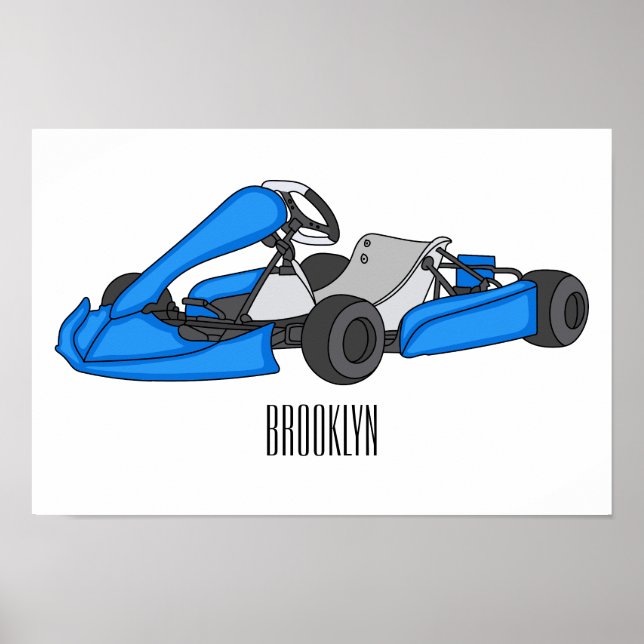 Kart racing Cartoon Illustration Poster (Vorne)