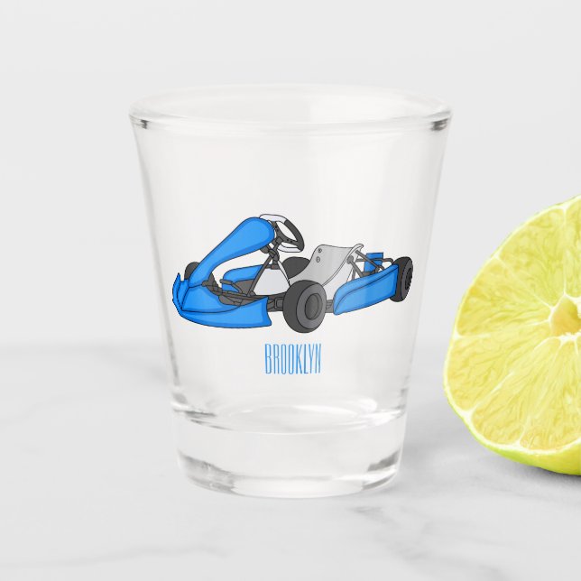 Kart racing Cartoon Illustration Schnapsglas (Vorderseite)