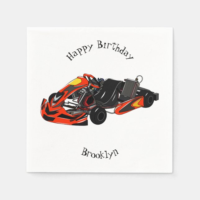 Kart racing Cartoon Illustration Serviette (Vorderseite)