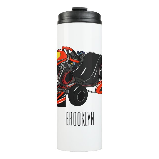 Kart racing Cartoon Illustration Thermosbecher (Vorderseite)