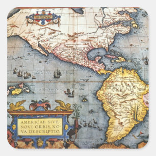 Karte 1587 des Amerikas Quadratischer Aufkleber