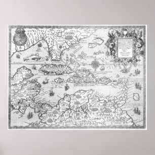 Karte 1594 von Mittelamerika Poster