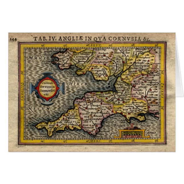 Karte 1610 von Cornwall, von Devon, von Somerset, (Vorderseite (Horizontal))