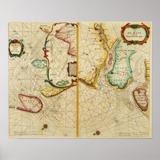 Karte 1660 des Texel Poster (Vorne)