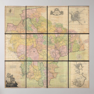 Karte 1765 von Devonshire durch Benjamin Donn Poster