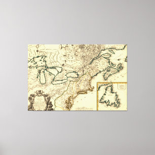 Karte 1778 von Kanada und von Vereinigten Staaten Leinwanddruck