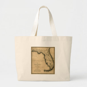 Karte 1823 von Florida Jumbo Stoffbeutel