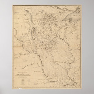 Karte 1843 von Fluss Mississipi Poster