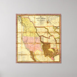 Karte 1846 von Texas Oregon Kalifornien durch Leinwanddruck