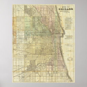 Karte 1857 von Chicago Illinois Poster