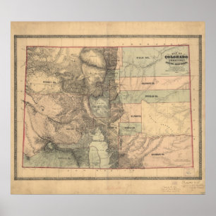 Karte 1862 von Colorado-Gebiet Poster