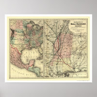 Karte 1871 für mobile und nordwestliche Eisenbahne