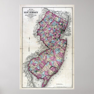 Karte 1872 von New-Jersey Poster