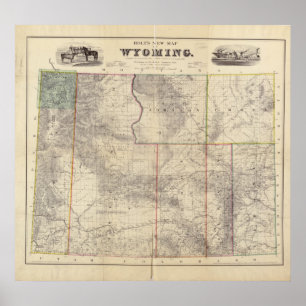 Karte 1883 von Wyoming Poster