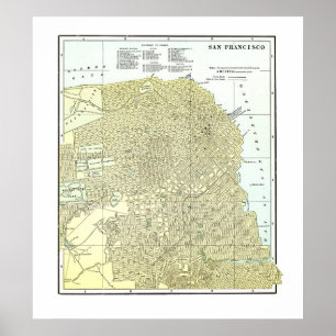 Karte 1891 von San Francisco - Plakat