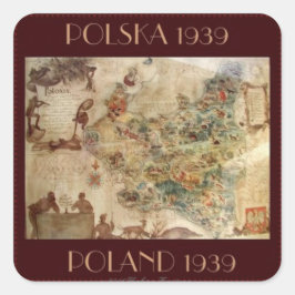 KARTE 1939 VON POLEN QUADRATISCHER AUFKLEBER
