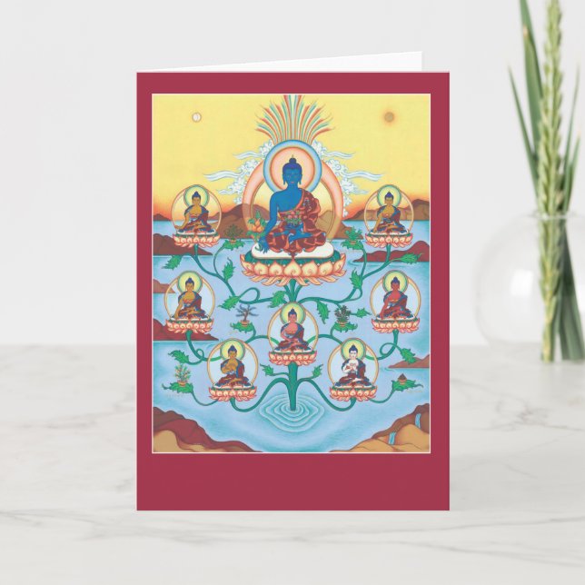 KARTE 8 Medizinische Buddhas mit Erläuterung & Man (Vorderseite)