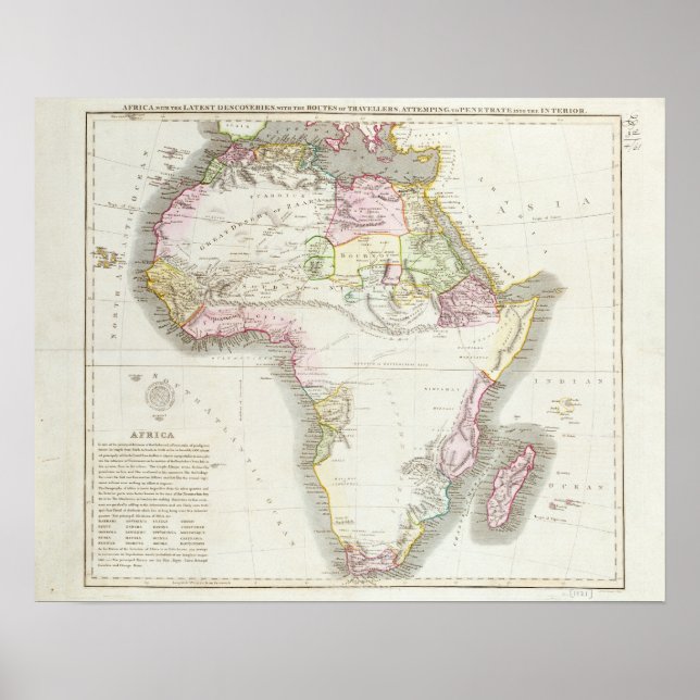 Karte Afrikas, 1821 Poster (Vorne)