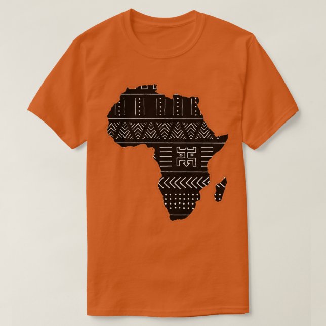 Karte Afrikas ethnisches Muster Schwarz und Weiß T-Shirt (Design vorne)