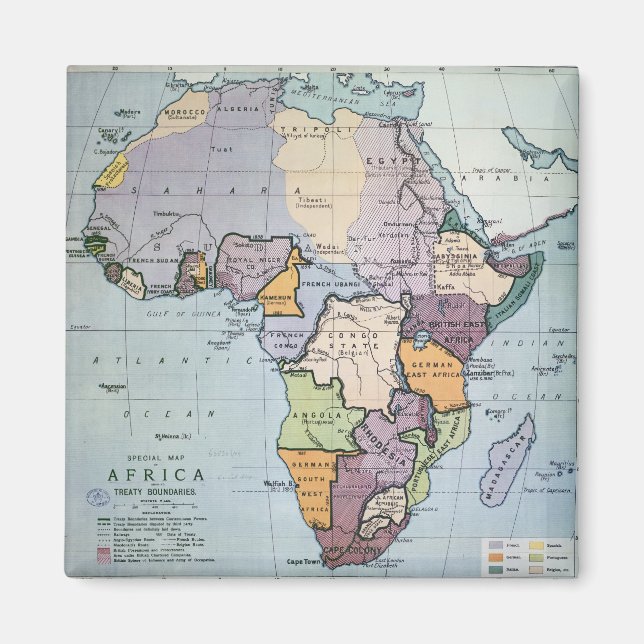 Karte Afrikas mit den Vertragsgrenzen von 1891 Magnet (Vorne)
