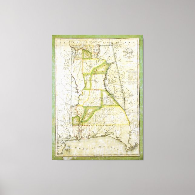 Karte Alabamas von John Melish (ca. 1818-1820) Leinwanddruck (Vorderseite)